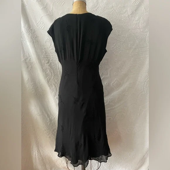 August Silk Vintage Black 100% Silk Midi Dress - Picture 3 of 7